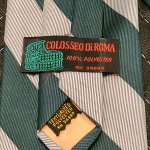 Vintage Italian Green/Grey Diagonal Stripe necktie